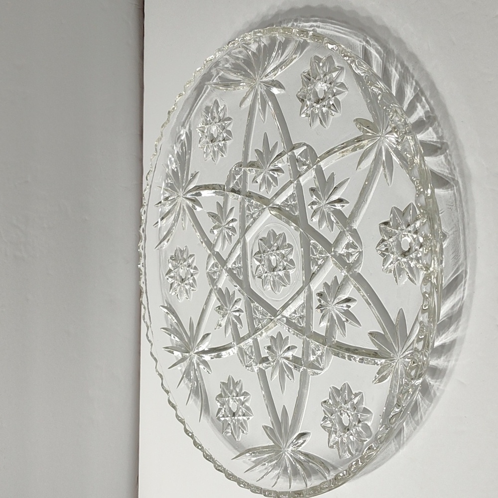 Anchor Hocking 13 Inch Cupped Edge Torte Plate Prescut Star of David Design.